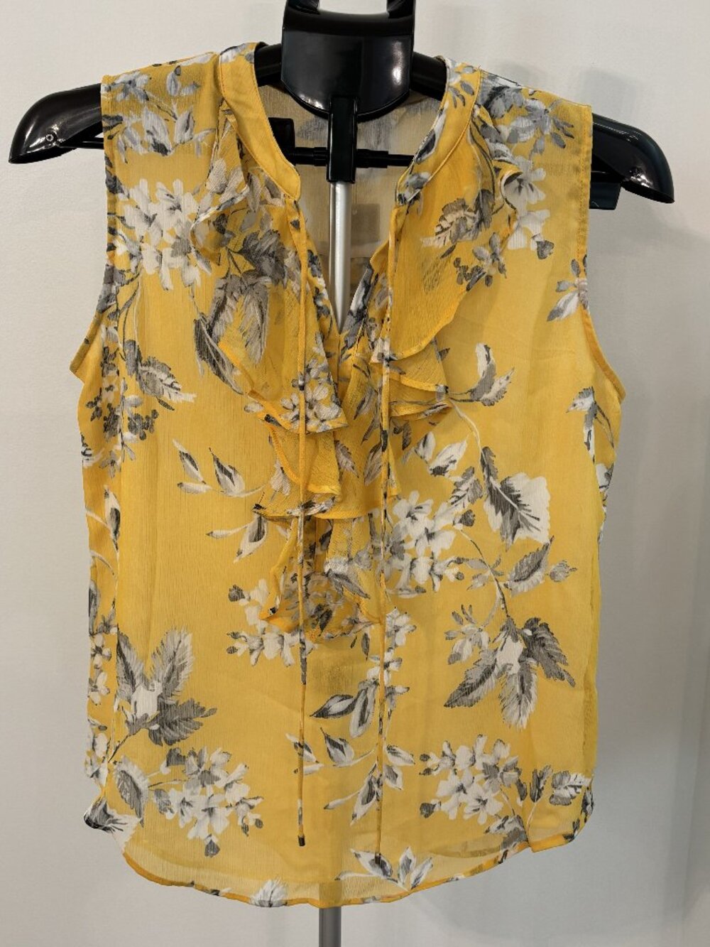 Tommy Hilfiger Yellow & Grey floral sleeveless blouse (S) New